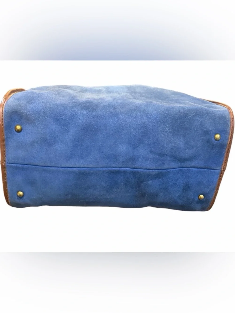Vintage 1937 Accessories Blue Suede Leather Doctor Satchel Bag